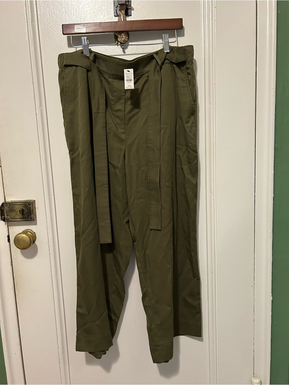 Talbots Olive Green Tie-Waist Chinos xL petite